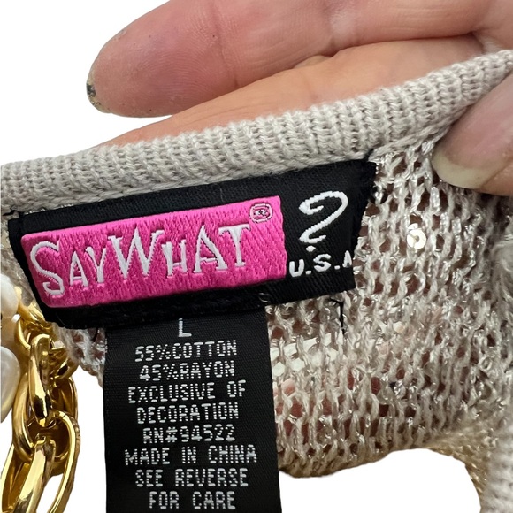 Say What Ladys Metallic Sweater With Sequence Woven in Fabric. Silver To… - Picture 9 of 10